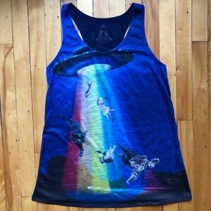 New Small UFO Alien Abduction Cat Tank Hot Topic